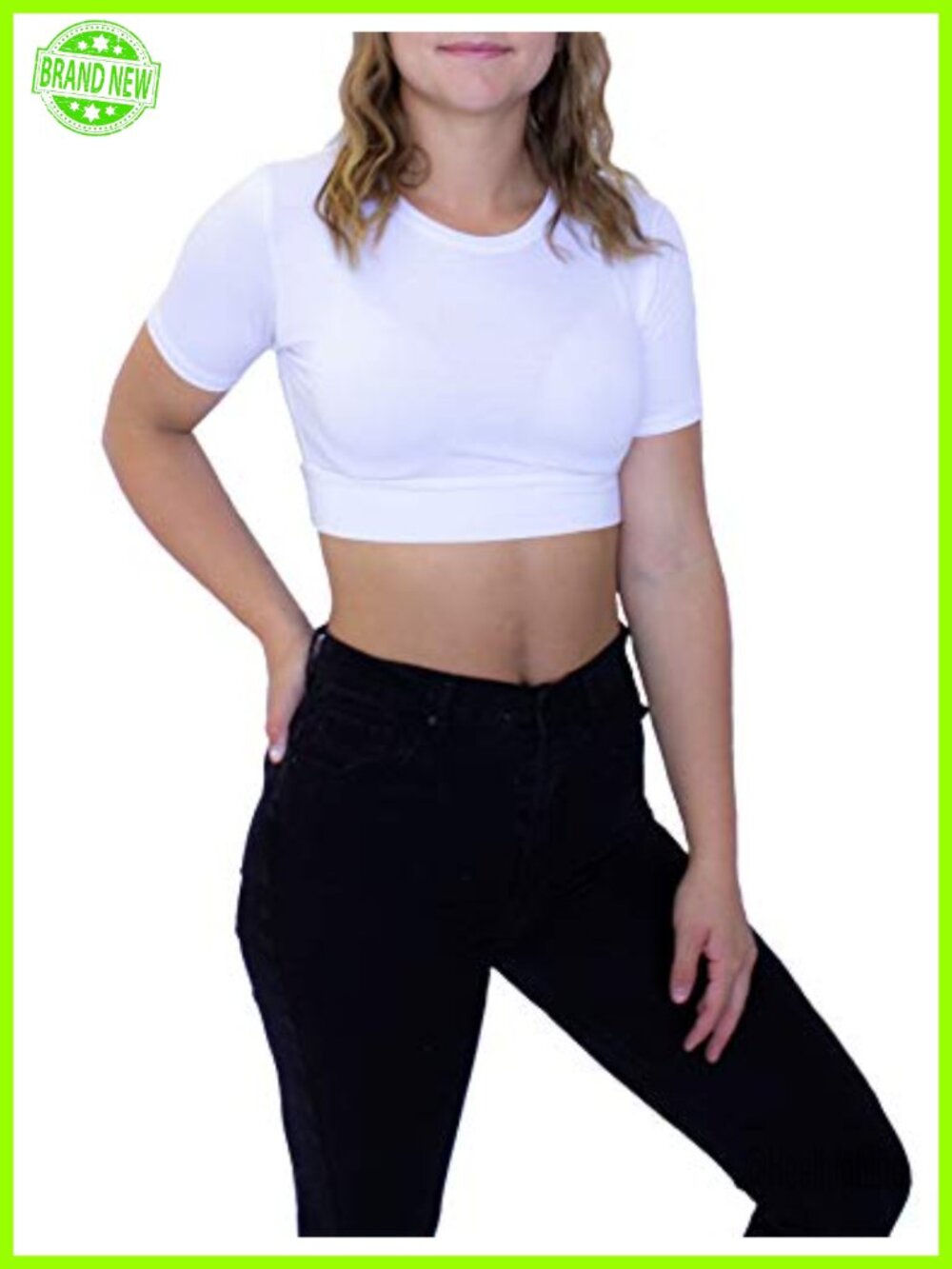 Crew Neck Short Sleeve Layering Crop Tee Reversible Moisture Wicking